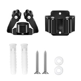 YTgilo 6PCS Broom Holder Wall Mount Stainless Steel Mop Wall Mount Bracket Fixed Hook Storage Mop Clip Garden Tool Holder Wall Mount for Kitchen Bathroom Garage Storage Black