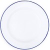 Enamelware Dinner Plate -Solid White with Blue Rim