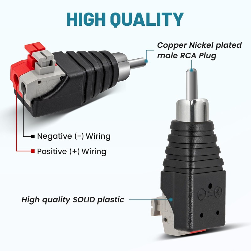 NuIth Speaker Wire Cable to Audio Male RCA Connector Adapter