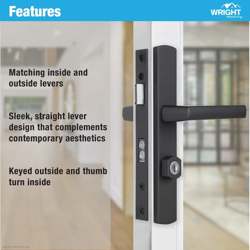 Wright Products - Mortise Keyed Lever Mount Latch with Deadbolt