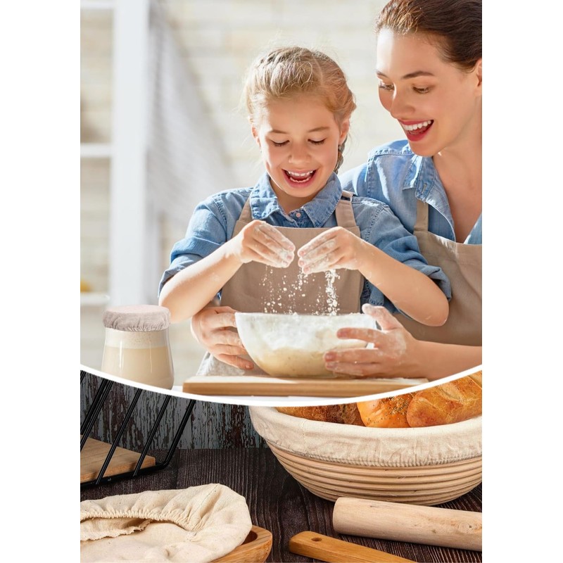 Voarge Set of 6 Linen Insert for Bread Proofing Basket,