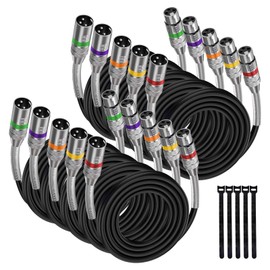 rycvaky XLR Cables 12FT 10 Pack, Heavy Duty Oxygen-Free Copper 3-Pin Balanced Shielded XLR Male to Female Microphone Cable for Recording Studio Speaker, PA Systems, Audio Mixer and More