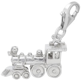Sterling Silver Train Charm with Lobster Claw Clasp, Charms for Bracelets and Necklaces