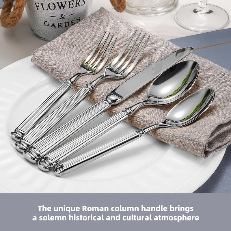 20-Piece 18/10 Stainless Steel Forged Flatware Set Heavy Duty Silverware