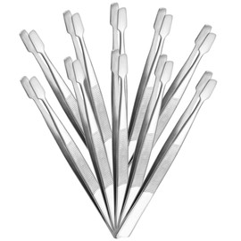 TEHAUX 20pcs Ergonomic Stamp Collector Tweezers Long Eyelash Tweezers for Crafts Multipurpose for Jewelry Eyelash Stamps Beads