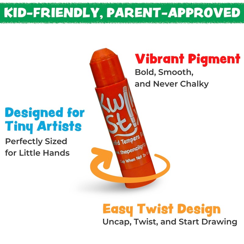 Kwik Stix Solid Tempera Paint Sticks, 12 Colors, Washable Paint