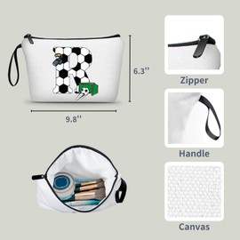 ARIOSEY Football Birthday Appreciation Graduation Gifts Small Initial Makeup Toiletry Bag for Her Women Teacher Stuff Friend Girl-A, Soccer, R