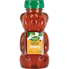 Heaven & Earth Organic Raw Unfiltered Honey, 12 oz | USDA Certified | Bear Shaped Squeeze Bottle | Pure & Natural Honey | Perfect for Tea, Baking, and Cooking
