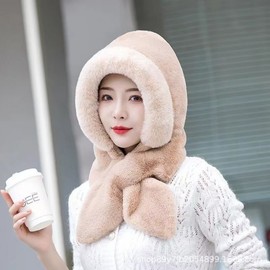 Women's Knit Balaclava Hood Neck Warmer - Wool Winter Thermal Hat (Free Size) lf3138 Hat and Scarf Pink 5ea