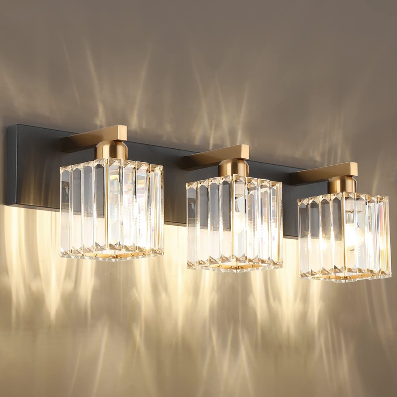 Aipsun Crystal Vanity Light Bathroom Lighting Fixtures 3 Light Modern