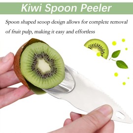 4 Pcs Peeler Kiwi Cutting Spoon Stainless Steel Fruit Opener Kiwi Spoon Fruit Spoon Tool Kiwi Fruit Slicer Fruit Kitchen Helper for Kiwi, Dragon Fruit, Orange Or Other Fruit
