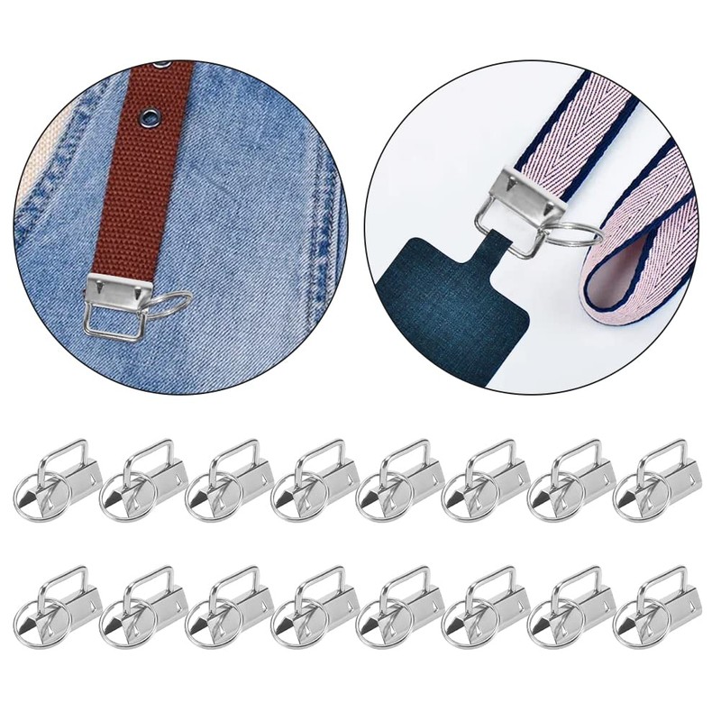 40Pcs 1 Inch Key Fob Hardware,Iron Tail Clip with Split
