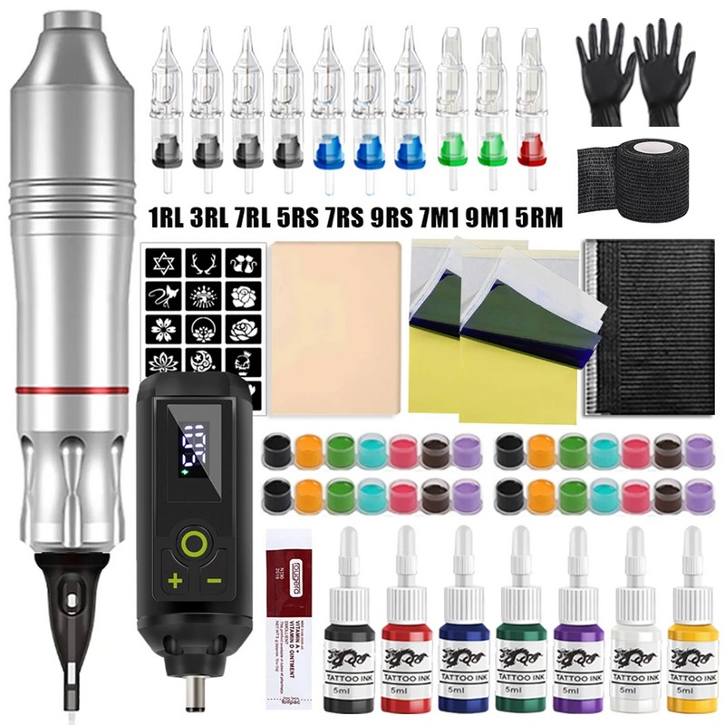 Wireless Rotary Tattoo Pen Kit for Body Art Practice –