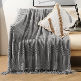LumiSyne Knitted Throw Blanket With Tassel Solid Color Bubble Pattern Cozy Soft Throws Bedspread Couch Cover Decorative Blanket For Sofa Bed Settee 170x130cm
