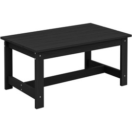 SERWALL SERWALL HDPE Outdoor Coffee Table, All-Weather Patio Coffee Table, Rectangle Adirondack Outdoor Table Fits with Outdoor Sectional Couch for Outside Deck Porch Lawn, 37.8" x 22.8", Black