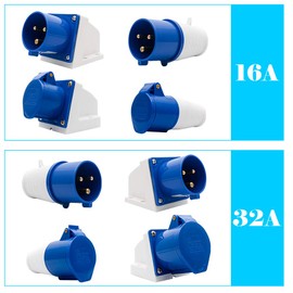 3 PIN Industrial Field Plug Socket, IP44 16A / 32A 240V Replacement Sockets for Camping Caravan Industrial