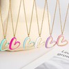 Heart Necklace for Women Pink Heart Pendant Necklace Gold Hollow