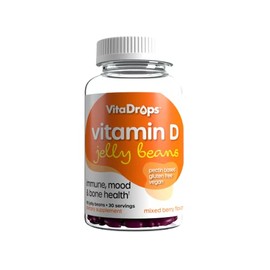 VitaDrops Vitamin D Jelly Beans, Supports Immune Health, Promotes Bone Health, Pectin Based, Vegan & Gluten Free, Mixed Berry Flavor, 90 Jelly Beans, 30 Servings