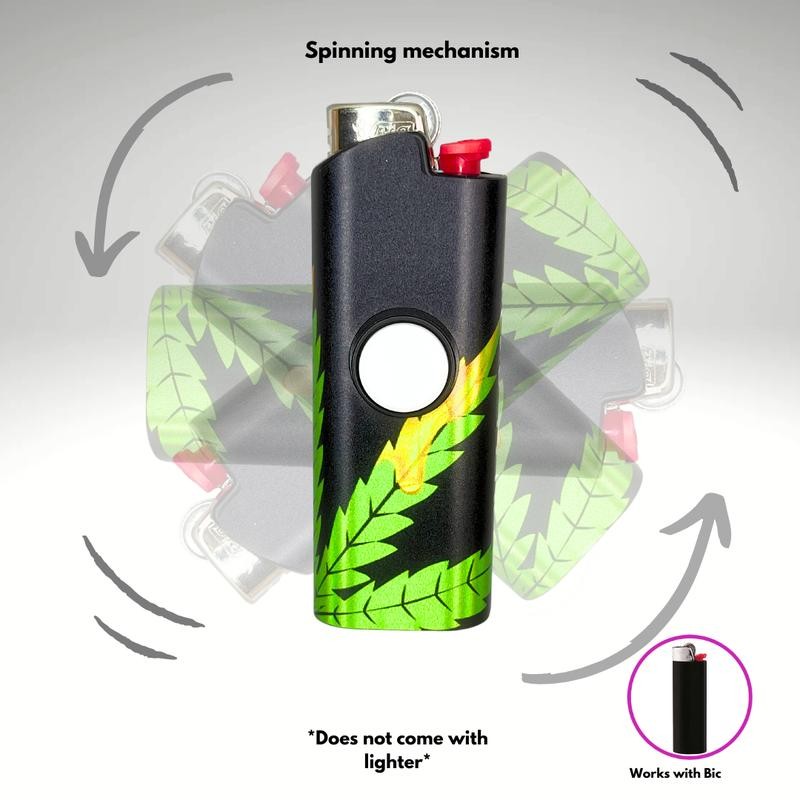 FLKR LYTR: Green Drip Fidget Spinning lighter case, works with