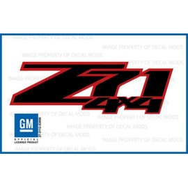 Decal Mods Z71 4x4 Decals Stickers fits Chevy Silverado/GMC Sierra RED & Black - FRBLK (2007-2013) Bed Side 1500 2500 HD (Set of 2) | FG9A7