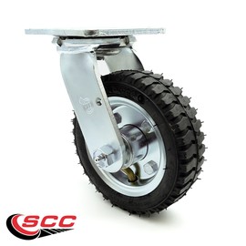 6 Inch Swivel Pneumatic Caster - Black Rubber Wheel - Heavy Duty Caster - 250 lbs. Capacity/Caster - Service Caster Brand