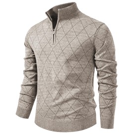 Mylldey 1/4 Zip Pullover Mens Sweaters Lightweight Pullover Soft Men's Knit Long Sleeve Sweater (Lightcoffee, S)