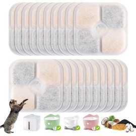 kaiyaya Pack of 20 Cat Fountain Filters for Catit Pixi Drinking Fountain, Cat Fountain Filter Triple Filter System Replacement Filter with Resin and Activated Carbon Triple Filter System