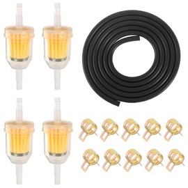 Petrol Hose Kit, Motorcycle Gas Fuel Filter Including 4 x 6 mm Fuel Filter 2 m, 10 Hose Clamps, Inline Fuel Filter for Car and Motorcycle