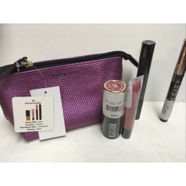 Fifth City PERFECT ESSENTIALS SET PURPLE COSMETIC BAG bLUSH EYESHADOW GLOSS +...