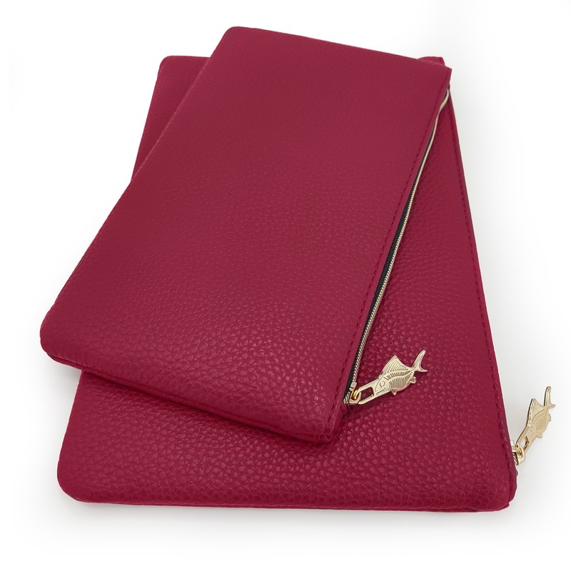 Fat Belly Fish Faux Leather/Leather Look Pencil Case - Raspberry