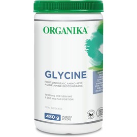 Organika Canadian-Made Glycine Powder - Proteinogenic Amino Acid - Aids Protein Synthesis, Collagen Formation, Joint and Muscle Health, Calming Effect - 450g