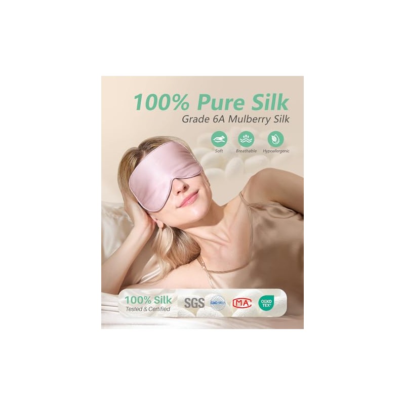 BeeVines Máscara para dormir 100 seda, máscaras oculares opacas (2