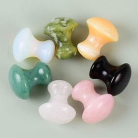 천연 로즈 쿼츠 Gua Sha 긁는 마사지 도구 버섯 모양 크리스탈 Guasha 스톤 스파 편안한 명상 [06 아미그린] Natural Rose Quartz Gua Sha Scraping Massage Tool Mushroom Shaped Crystal Guasha Stone Spa Relaxing Meditation [06 Amigreen]