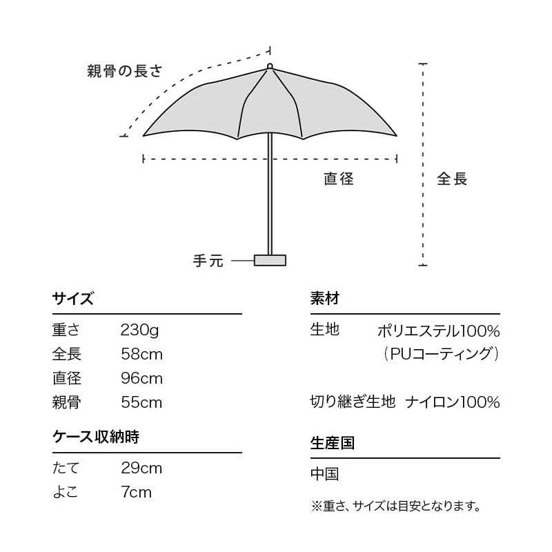 Wpc. 801-16536-102 Parasol, Folding Umbrella, Light Blocking Rate, 100% UV