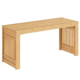 HOOBRO Dining Bench, 35 inch Bamboo Entryway Bench, Farmhouse Kitchen Table Bench, Outdoor Bench, Solid Bamboo Dining Room Benches for Kitchen, Living Room, Hallway, Bedroom, Natural YL16CD01