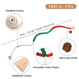 Ptyism Pack of 9 Cat Chew Toys (6 Pieces Chew Sticks for Cats and 3 Pieces Cat Rope Toys) Rope Cat Chew Toys, Cat Chewing Toy, Catnip Toys for Cats Dental Care & Against Bad Odor, Healthy Hygiene