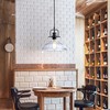 Zlepmlla Glass Pendant Light，Black Pendant Light Fixtures with Seeded Glass