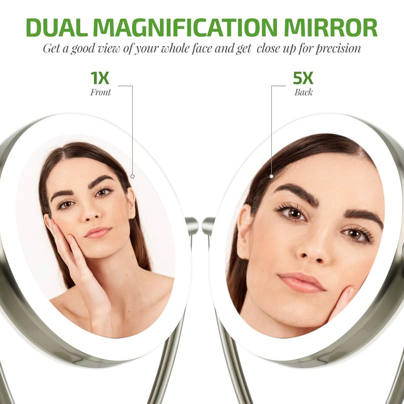 Ovente LED Lighted Makeup Mirror 7.5 Inch Table Top 1X