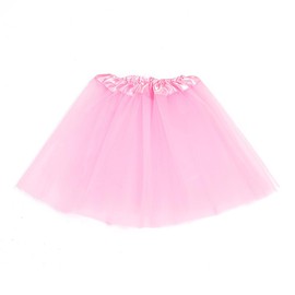2-8Years Girls Tutu Classic Elastic 3 Layered Tulle Skirt Tutu for Toddler Girl (Pink)