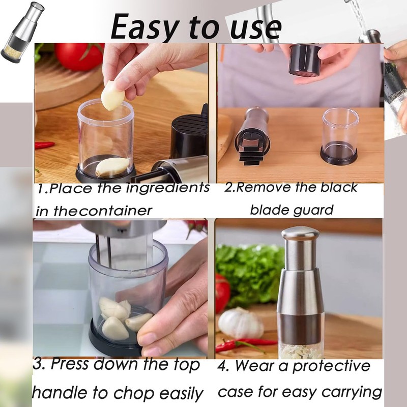 2025 Upgraded Compact Mini Dicer Food Chopper,Functional Manual Press, Stainless