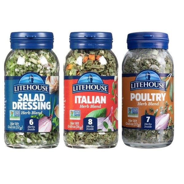 Litehouse Freeze-Dried Flavors Variety Herb Blend Pack, (Italian, Poultry, Salad