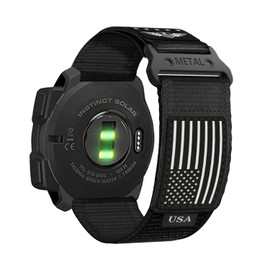 Rugged Nylon Bands with Stars - Stripes Flag Design for Garmin Instinct 2 Solar/Instinct 3 45mm/Instinct, 22mm Sport Breathable Wristband for Garmin Instinct Tactical/E 45mm/Tide/Esports (Black)