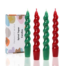 LPUSA 7.5 inch Christmas Taper Candles-Green and Red Spiral Candles-Unscented Candle Sticks and Dripless,Christmas decorations-4pcs(Green,Red)