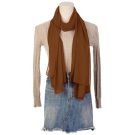 Elerevyo Women's Solid Chiffon Scarf, Lightweight Soft Sheer Long Head Wrap Shawl Scarves for All Season 175x75cm/68.9x29.5 inches(LxW) Red Brown