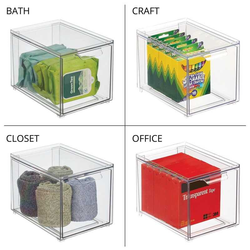 mDesign Cosmetic Organiser - Stackable Plastic Drawer Box - Practical