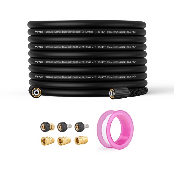 VEVOR 100FT 4200 PSI High Pressure Washer Hose 1/4" Quick