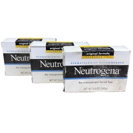 Neutrogena The Transparent Facial Bar, Original Formula Fragrance-Free Pack of 3