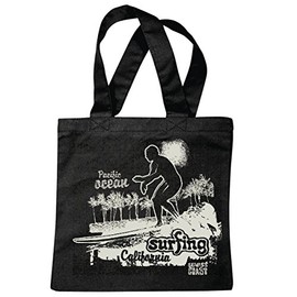'Shoulder bag "Pacific Ocean Surfing Wave California Surfing Beach Surfboard Longboard Wellenreiten Beginners Shop Shopping Bag School Bags Gym Bag in Black