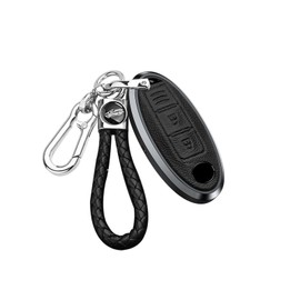 ontto 3 button Alu Car Key fob Cover Keychain fit for Nissan Qashqai Juke J10 J11 X-Trail T32 T31 Kicks Tiida Pathfinder Note Leather Smart Key Shell Case key holder keyring accessories Black B