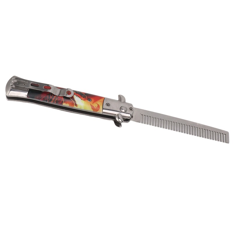 Hairdressing Spring Comb Stainless Steel Folding Portable Switchblade Comb for